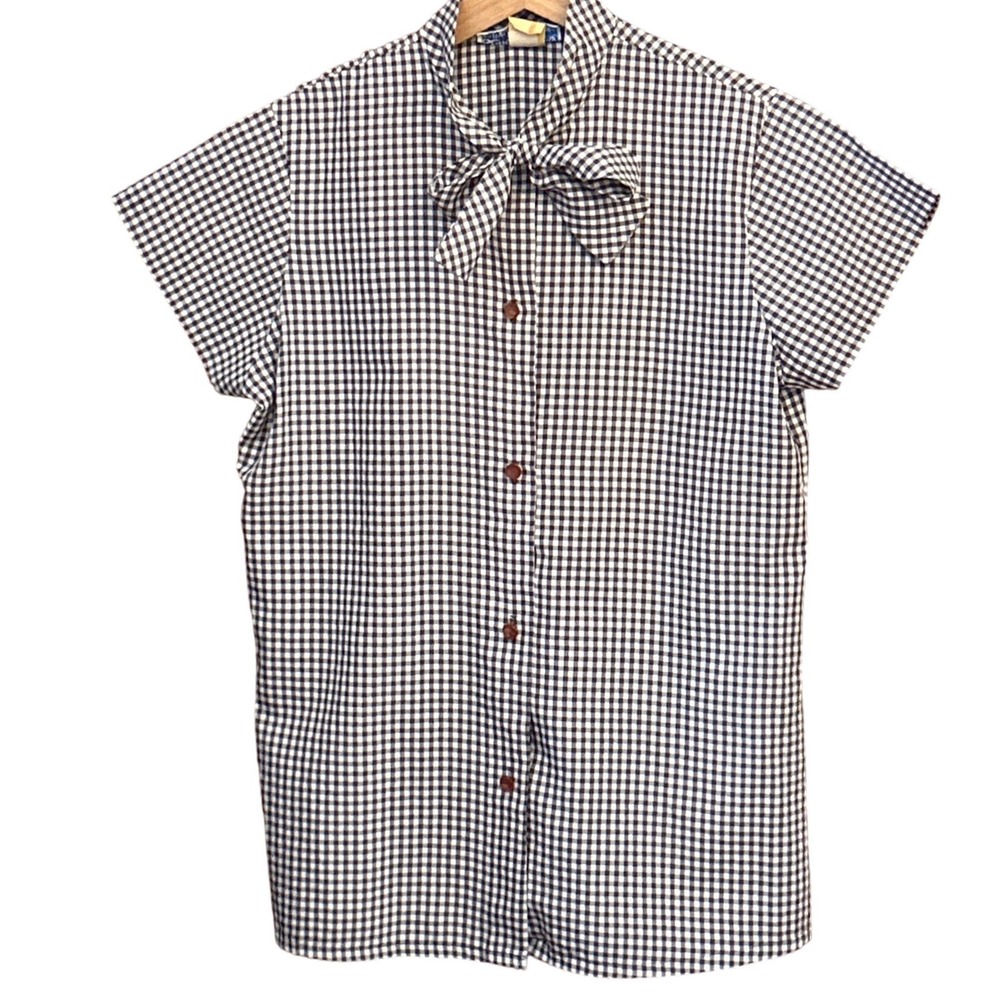 70s Lady Holiday Gingham Blouse Dark Academia Cottagecore Retro Preppy Americana